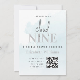 On Cloud NineモダンブライダルシャワーQRコードRsvp 招待状