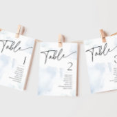 On Cloud Nine青いブライダルシャワー名テーブル番号 招待状