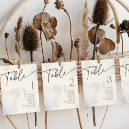 On Cloud Nine青いブライダルシャワー名テーブル番号 招待状