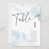 On Cloud Nine青いブライダルシャワー名テーブル番号 招待状 (正面)
