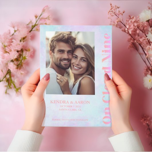 On Cloud Nine モダン Pastel Wedding Save The Date 招待状