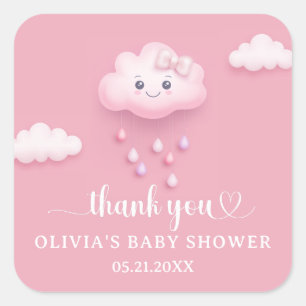 On Cloud Nine モダン Pink Girl Baby Shour スクエアシール
