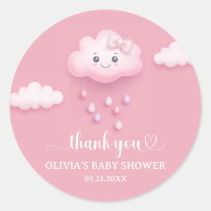 On Cloud Nine モダン Pink Girl Baby Shour ラウンドシール