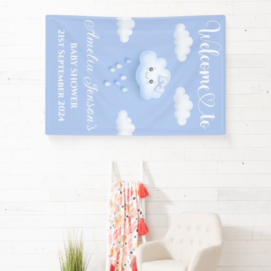 On Cloud Nine Baby Shower Wall Banner/Welcome Sign 横断幕 (インサイチュ)