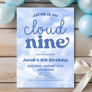On Cloud Nine Blue 9th誕生日パーティー 招待状