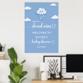 On Cloud Nine Boy モダン Baby Showerへようこそ ポスター (ホームオフィス)