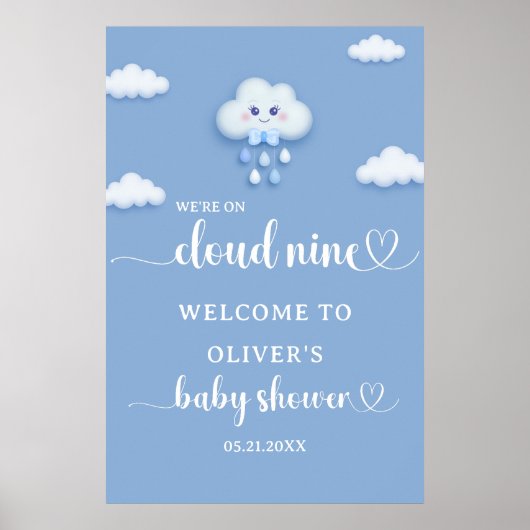 On Cloud Nine Boy モダン Baby Showerへようこそ ポスター (正面)