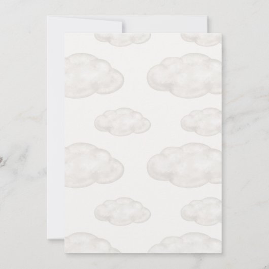 On Cloud Nine Teddy Bearジェンダーの表示パーティー 招待状 (裏面)