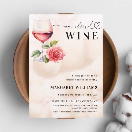On Cloud Wineテーマハートスクリプトブライダルシャワー 招待状