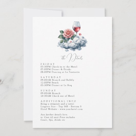 On Cloud Wineバチェロレッテ週末 招待状 (裏面)