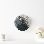 On Deck (キャンバス上の油) ラウンド壁時計 (ホーム)