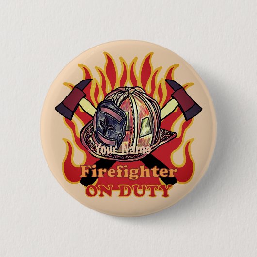 On Duty Fire Fighter pin 缶バッジ (正面)