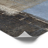 『On Going』ブルーとベージュの抽象芸術・アート ポスター (角)