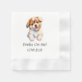 On Me Dog婚約キャットポー結婚ズ・ドリンク 縁ありカクテルナプキン (正面)
