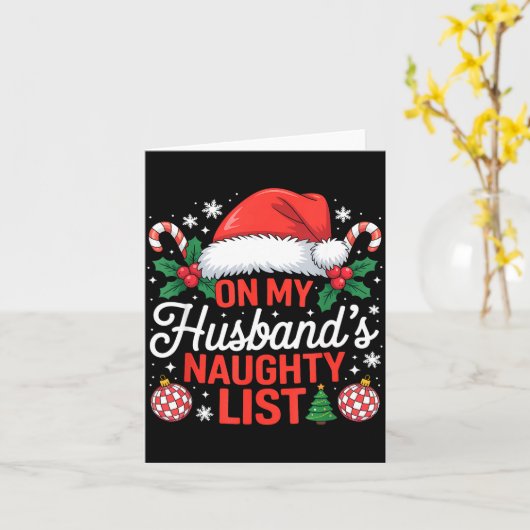 On My Husbands Naughty List Christmas  カード (黄色い花)