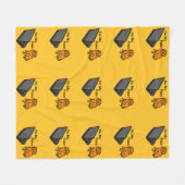 On My Puter Funny Computer Orange Cat Meme フリースブランケット (正面(横))