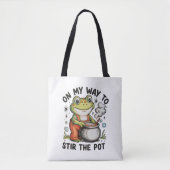 On My Way To Stir The Pot Funny Frog Sarcastic トートバッグ (正面)