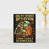 On My Wurst Behavior Funny Skeleton And Dog カード (黄色い花)