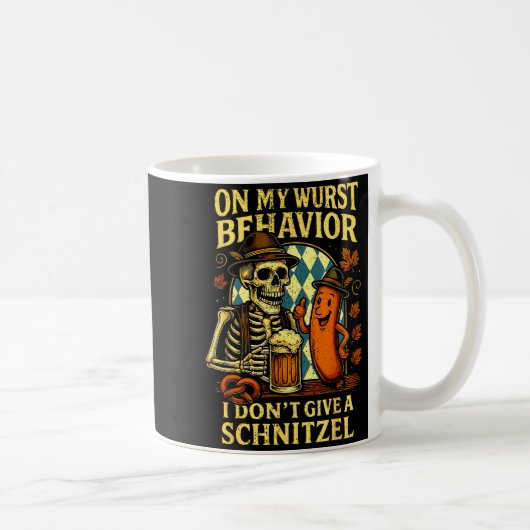 On My Wurst Behavior Funny Skeleton And Dog コーヒーマグカップ (右)