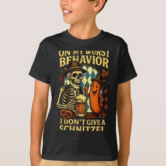 On My Wurst Behavior Funny Skeleton And Dog  Tシャツ (正面)