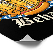 On My Wurst Behavior Retro Groovy Beer ポスター (角)