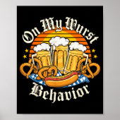 On My Wurst Behavior Retro Groovy Beer ポスター (正面)