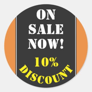 「ON SALE NOW!」「10%割引」ラウンドステッカー ラウンドシール