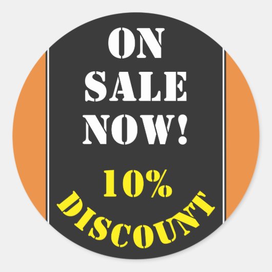 「ON SALE NOW!」「10%割引」ラウンドステッカー ラウンドシール (正面)