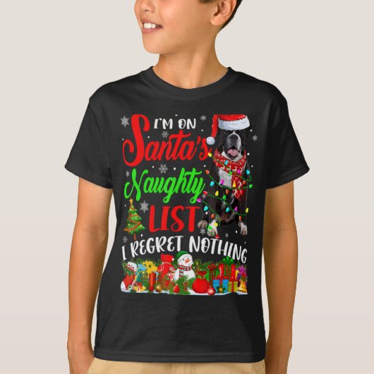 On Santas Naughty List Xmas Boxer T Shirt  Tシャツ (正面)