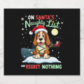 On Santa's Xmas Naughty List Regret Nothing Basset スパークリングワインラベル (シングルラベル)