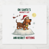 On Santa's Xmas Naughty List Regret Nothing Basset スパークリングワインラベル (シングルラベル)