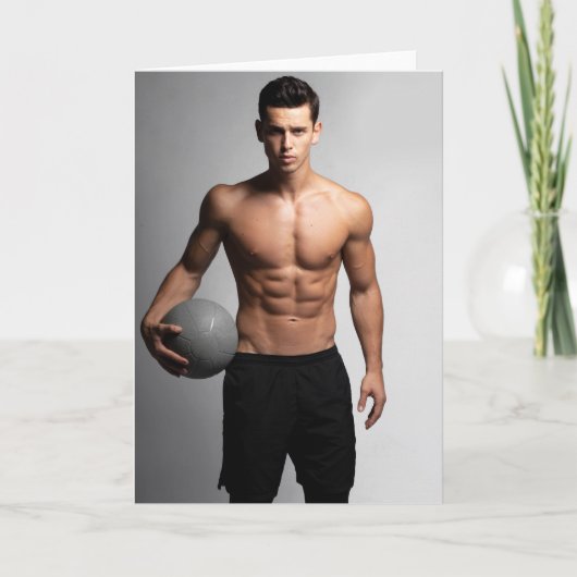 On The Ball Hot Guy Greetings Card カード (正面)