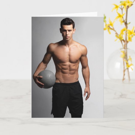 On The Ball Hot Guy Greetings Card カード (黄色い花)