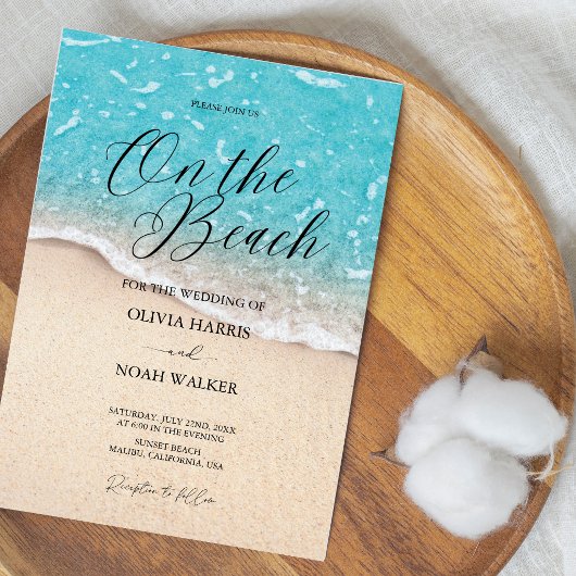 On The Beach Blue Ocean wedding Invitation 招待状