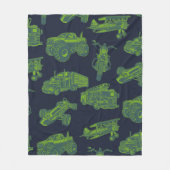 On the Go Blue & Green Moving Vehicle Boys フリースブランケット (正面)