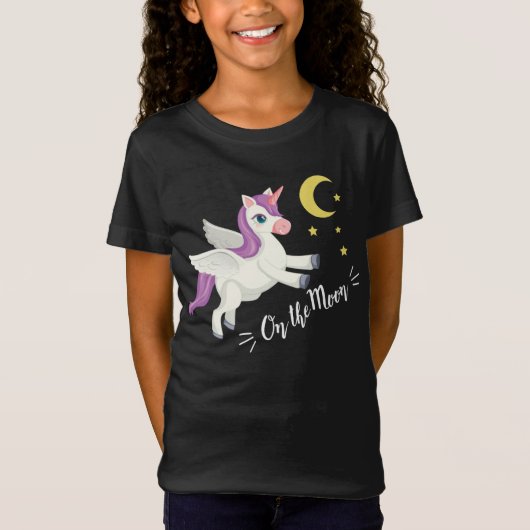 On the Moon - Magisches Einhorn T-Shirt für Träume Tシャツ (正面)