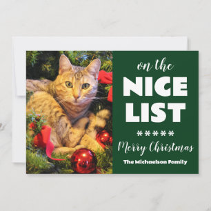 On the Nice List Christmas Cat Pet Photo シーズンカード