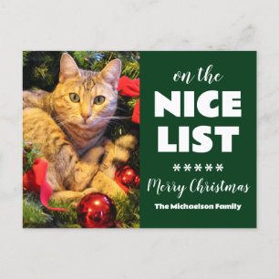 On the Nice List Christmas Cat Pet Photo シーズンポストカード