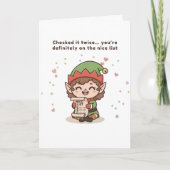 On the Nice List Cute Puchi Dōshi Elf Christmas  カード (正面)