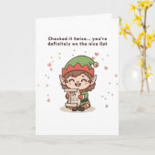On the Nice List Cute Puchi Dōshi Elf Christmas カード (黄色い花)
