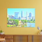 On the River CLE OH (絵を描 Effect) Canvas Print キャンバスプリント (インサイチュ (リビング))