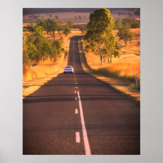 On the Road Again a Long Stretch of Road on a Wall ポスター
