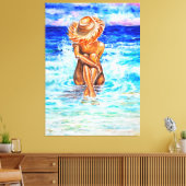 On The Shore – 水の色絵を描の キャンバスプリント (インサイチュ (リビング))