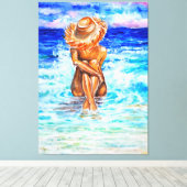 On The Shore – 水の色絵を描の キャンバスプリント (インサイチュ (ウッドフロア))