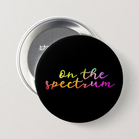 On The Spectrum, Black & Rainbow, Autism Awareness 缶バッジ (正面&裏面)