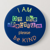 On The Spectrum Rainbow & Blue自閉症に関する意識 缶バッジ (正面)