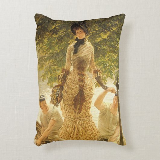 On The Thames by James Tissotヴィンテージ現実主義 アクセントクッション (正面(垂直))