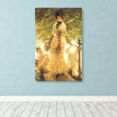 On The Thames by James Tissotヴィンテージ現実主義 キャンバスプリント (インサイチュ (ウッドフロア))