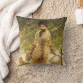 On The Thames by James Tissotヴィンテージ現実主義 クッション (ブランケット)