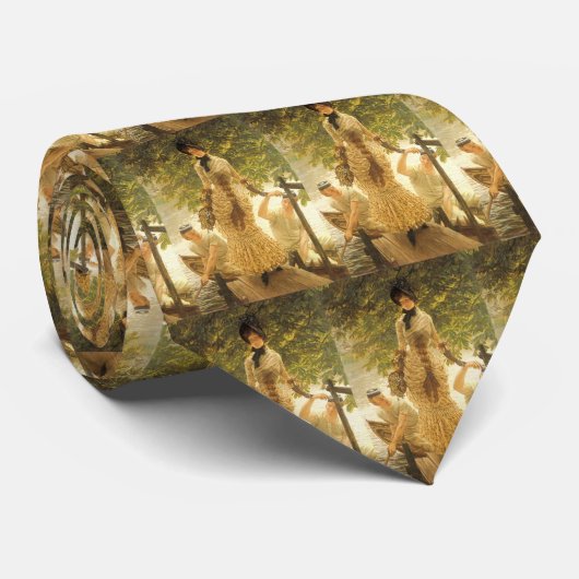 On The Thames by James Tissotヴィンテージ現実主義 ネクタイ (ロール)